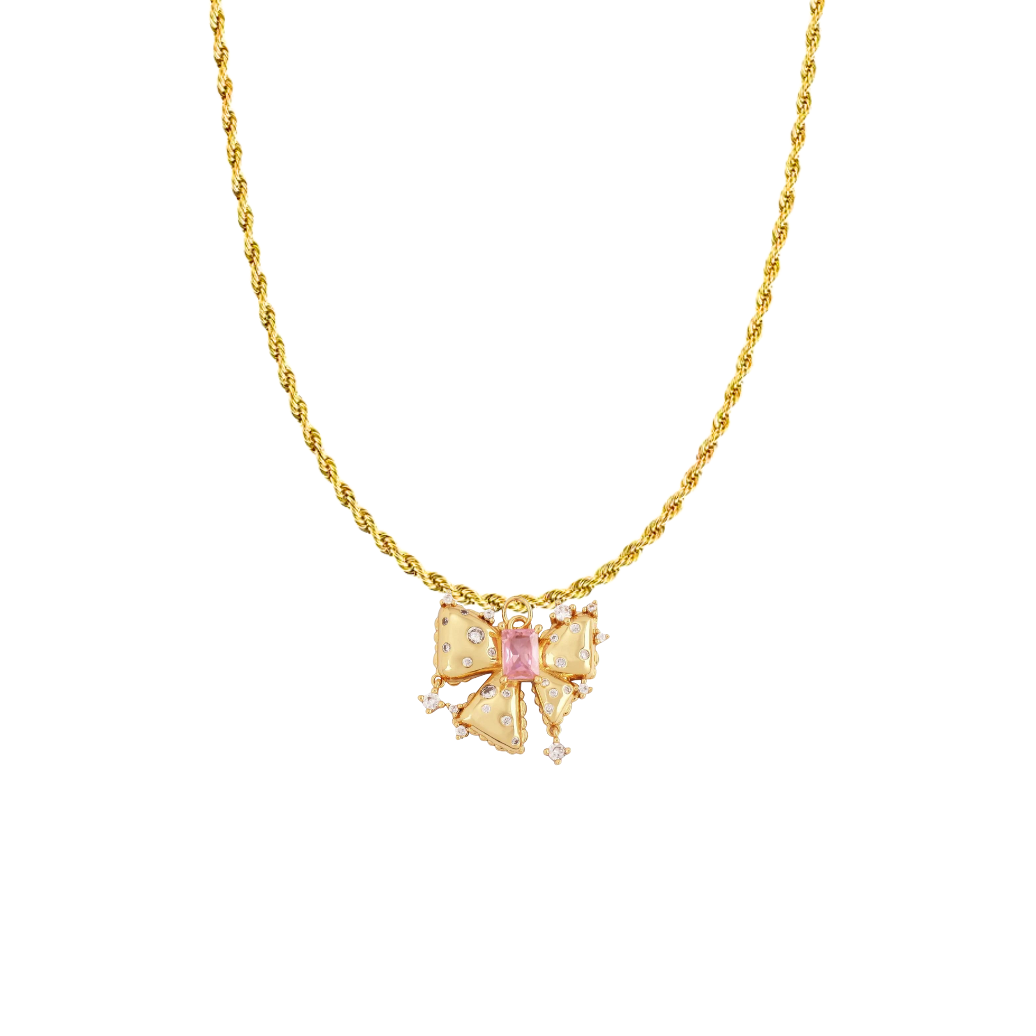 Pink Pave Bow Charm For Charm Bar & Charm Necklace