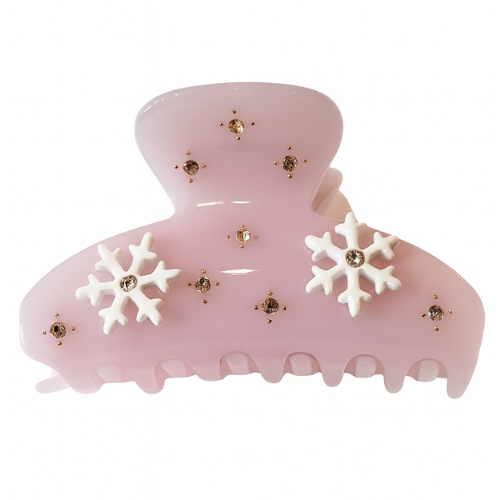 Pink ❄️ Snowflake Rhinestone Hair Claw Clip