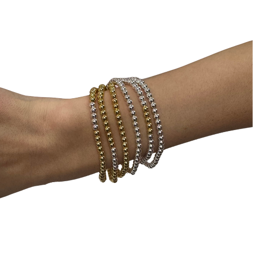 4 mm Set of 6 gold/silver combo bracelets