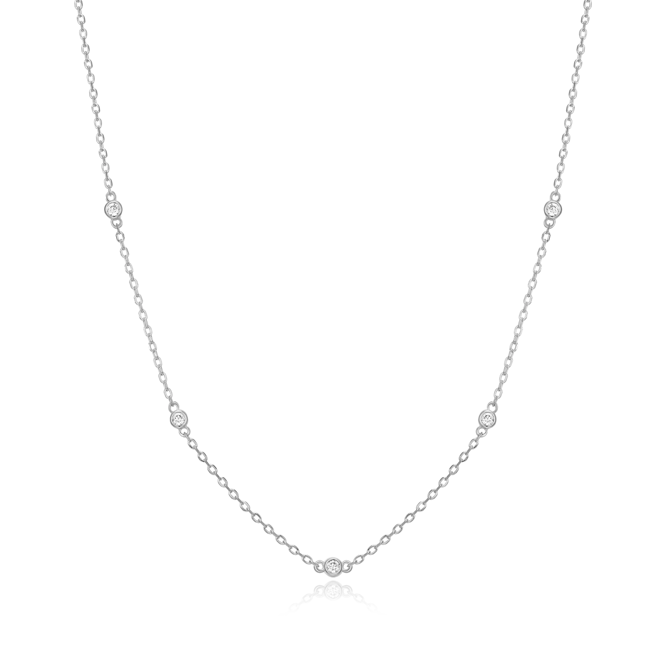 Monte Luna Bezel-Set Lab-Created Diamond Station Necklace - BN0103W