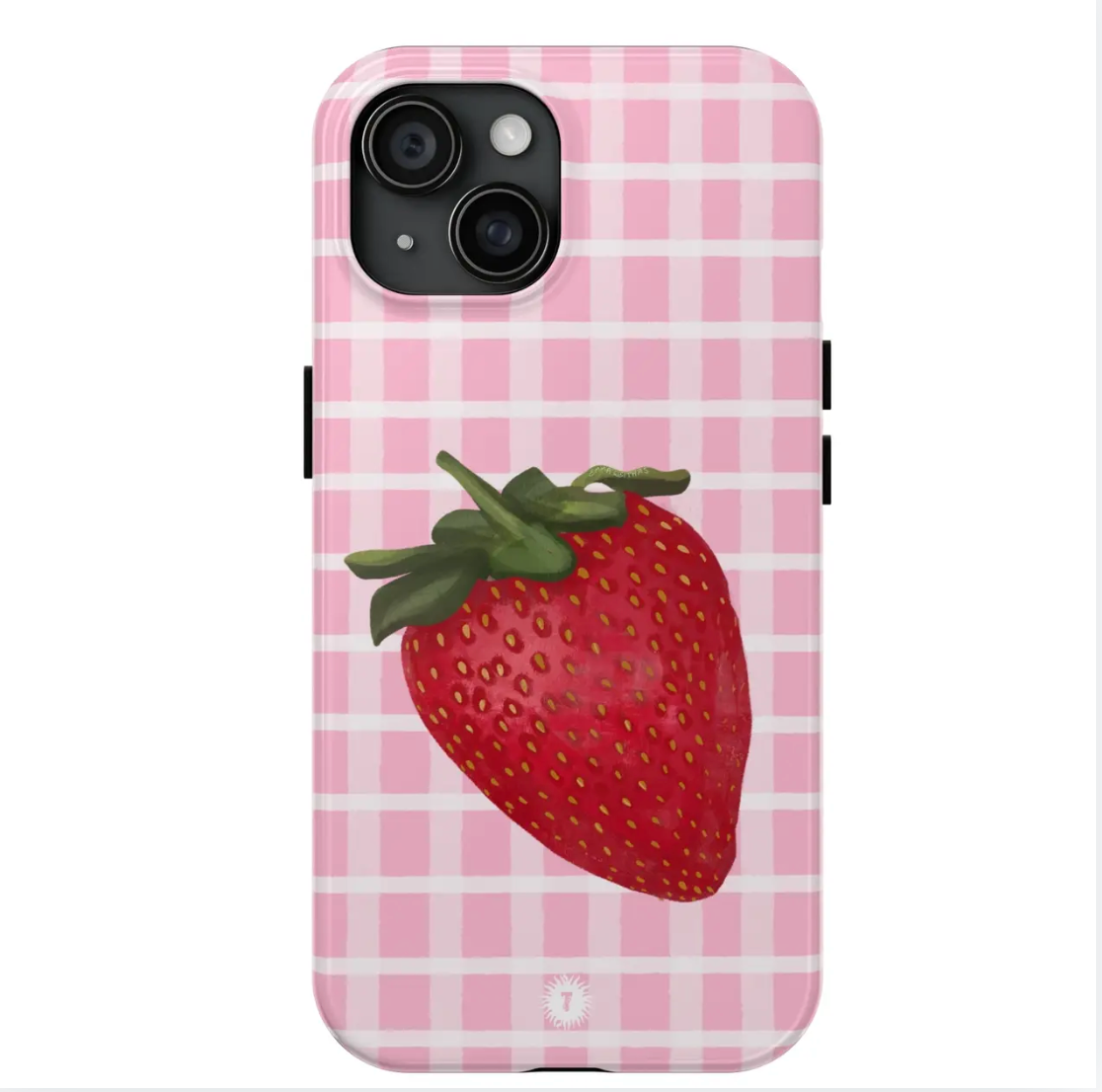 Light Pink Plaid Strawberry Painting Phone Case