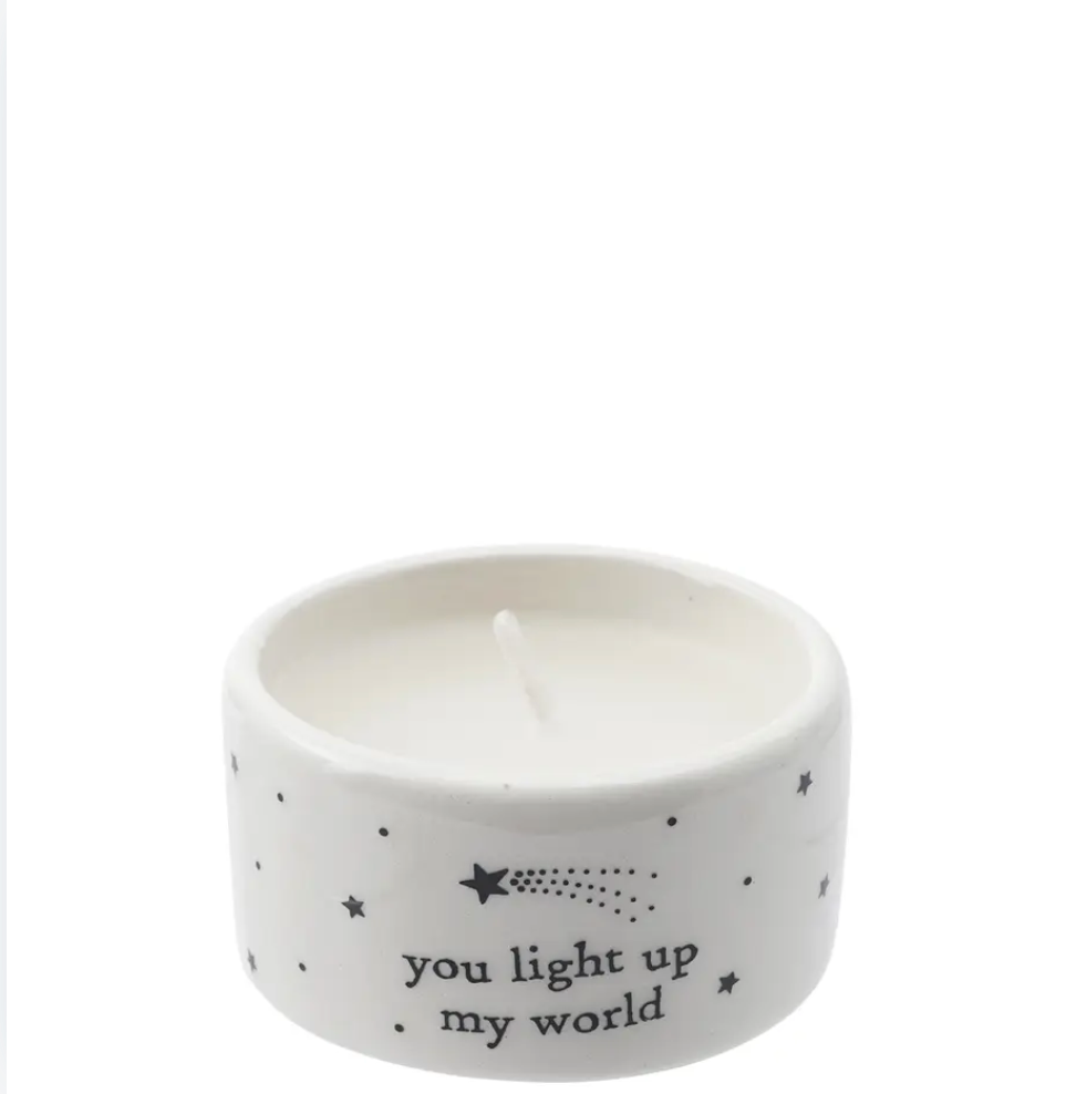 Send with Love 'you Light Up My World' Ceramic Tealight