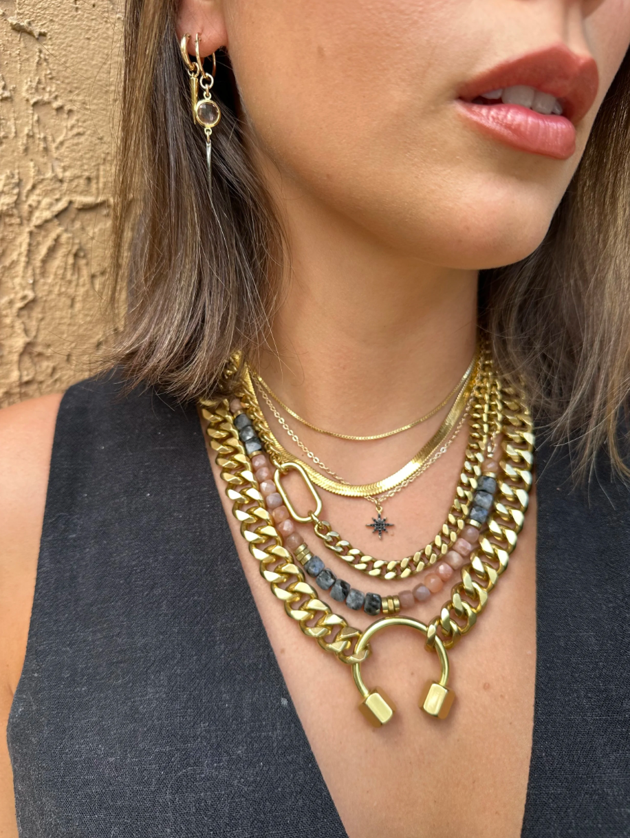 LARVIKITE & PEACH MOONSTONE | CURB - 20" Length