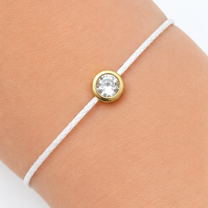 Diamond Cord Bracelet with Round Bezel CZ