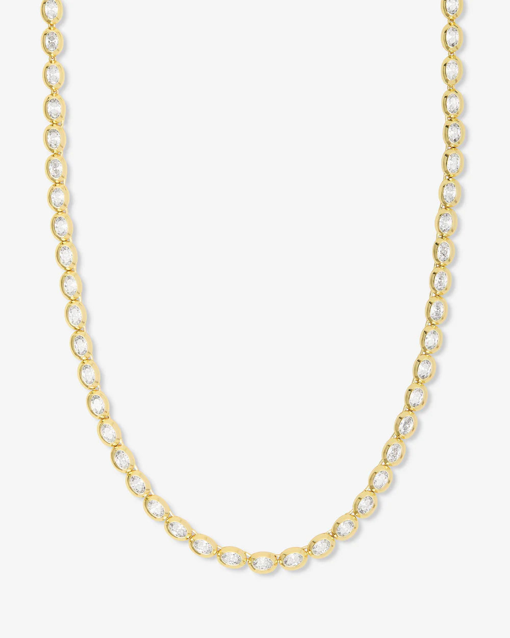 She's a Boss Tennis Necklace 16" - Gold|White Diamondettes