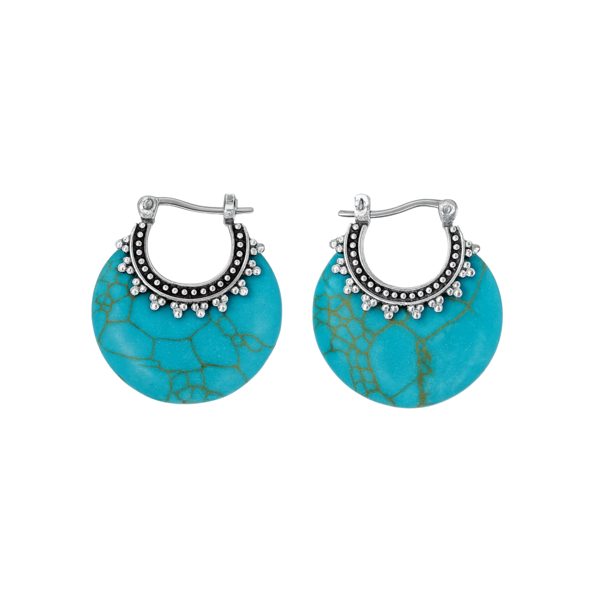 Retro Disc Turquoise Earrings