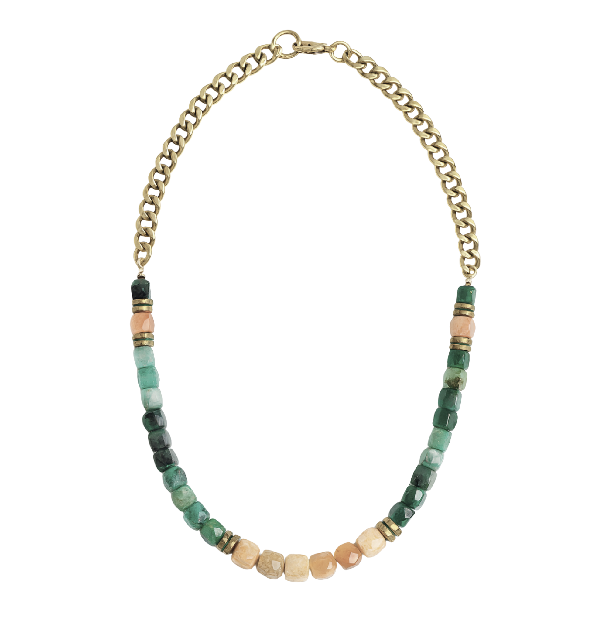 PEACH MOONSTONE & EMERALD | CURB - 20 " L