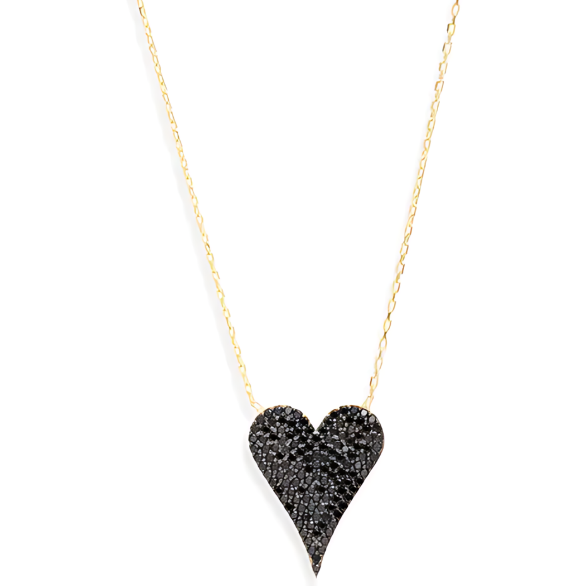 Black pave heart necklace