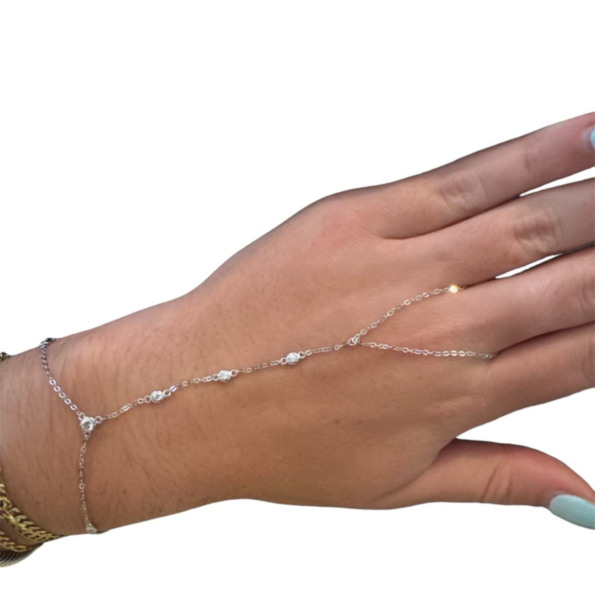 Silver bling handchain