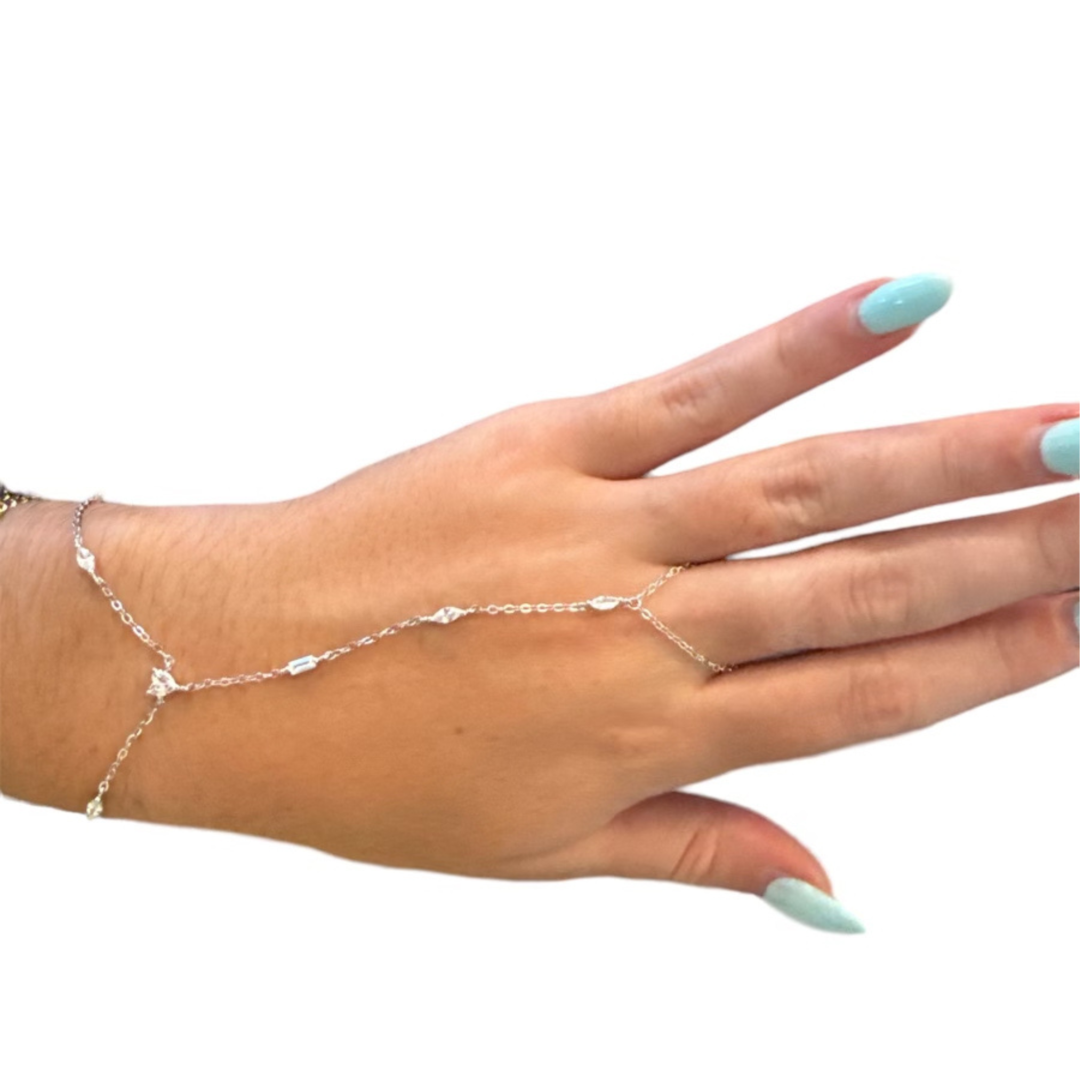 Sterling silver cz handchain