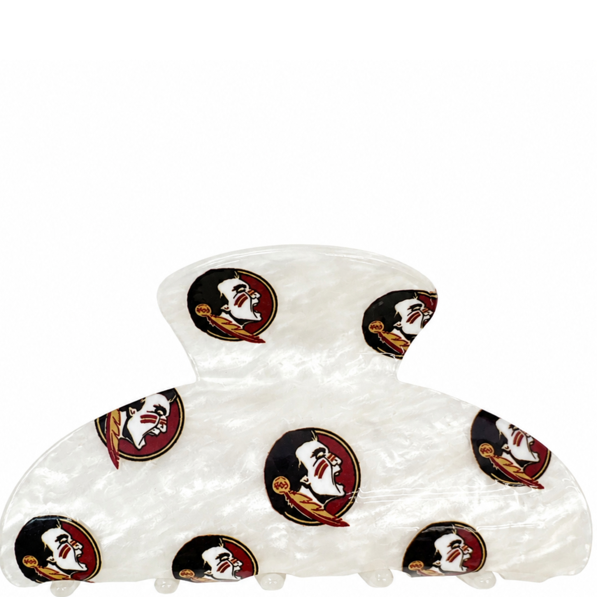 Private label college hair clips showing metal clasp and decorative design for securing hair.
