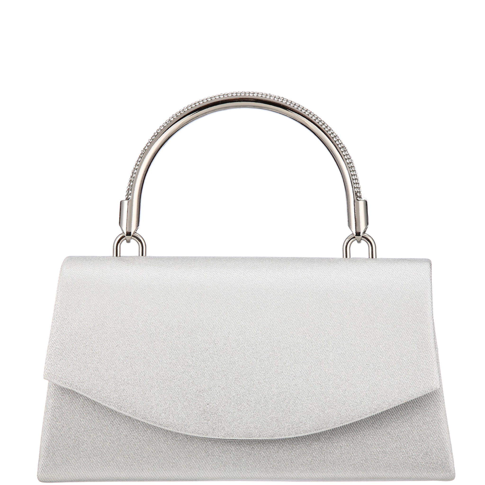 Elegant ladies' evening clutch bag with rhinestone embellishments and top handle, designed by Private Label.
