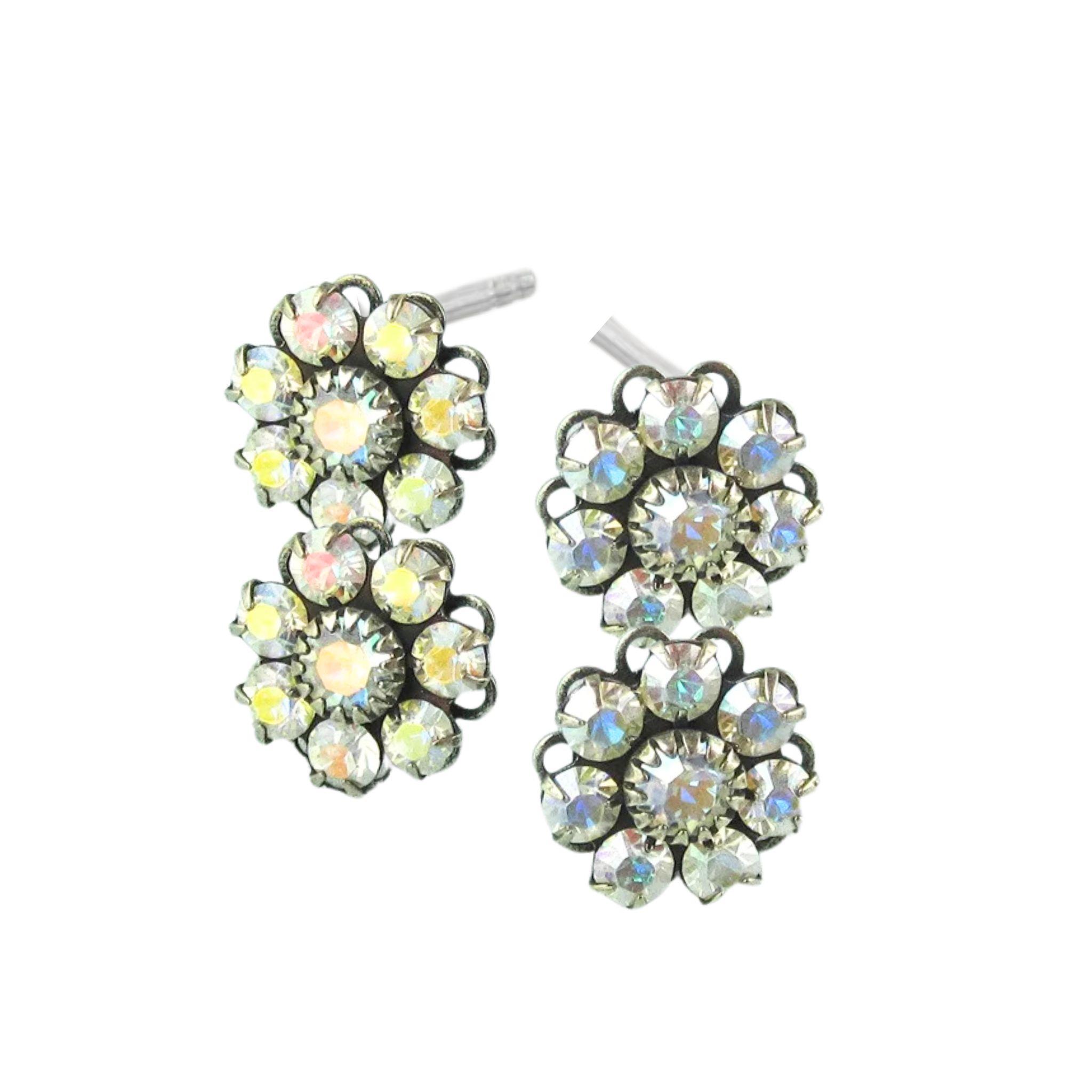 Two tiered flower CZ studs