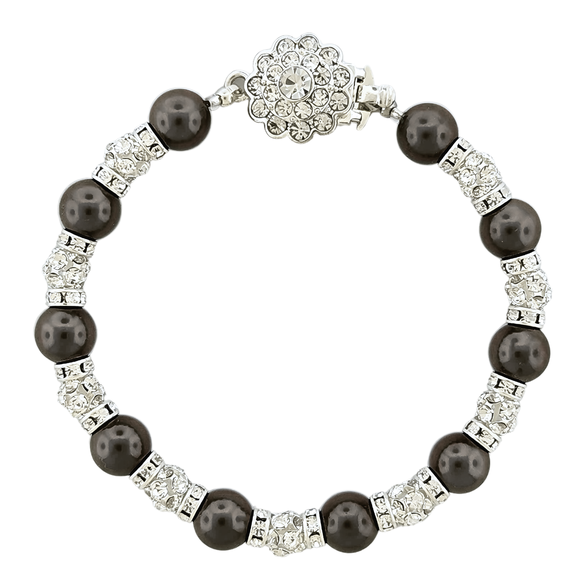 Pearl Beaded Bracelet with Crystal Accent Beads