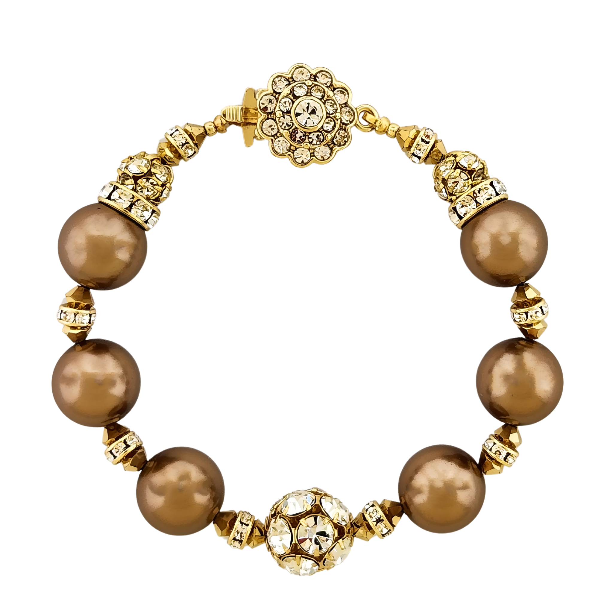 Bronze and gold pearl bracelet