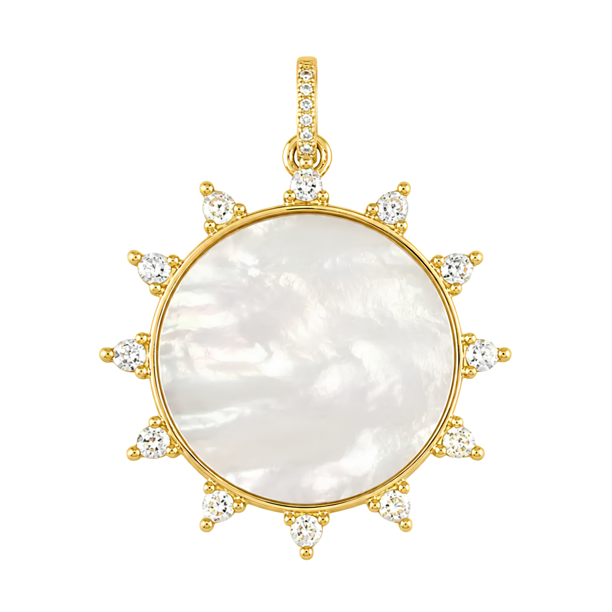 Pave Mother of Pearl Sun Charm