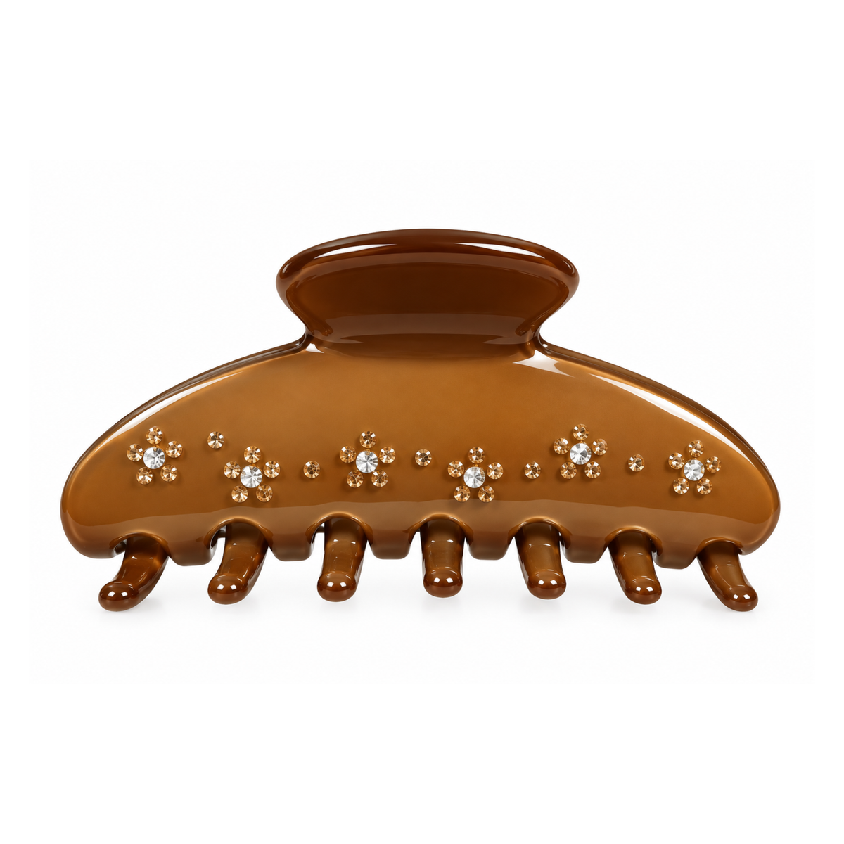 Brown Rhinestone Swirl Clip