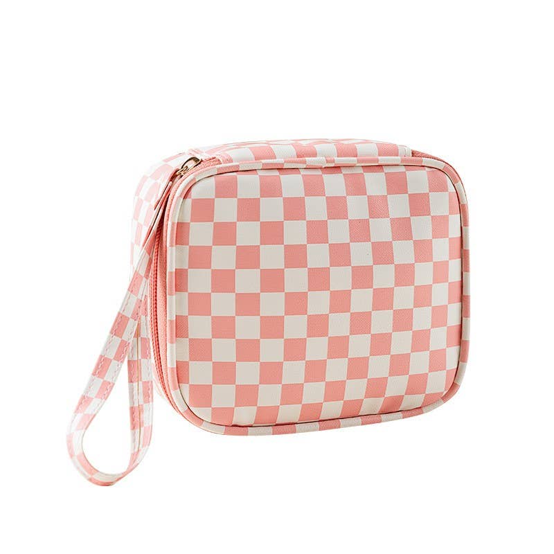 TRAVEL CHECKER MAKEUP COSMETIC POUCH BAG | 40P537