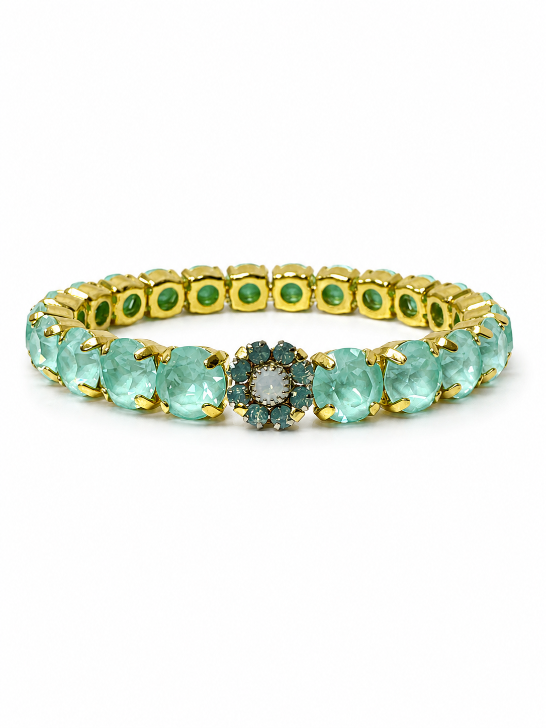 Private label Duchess Crystal Stretch 8.55mm bracelet featuring sparkling crystal beads on a flexible elastic band.