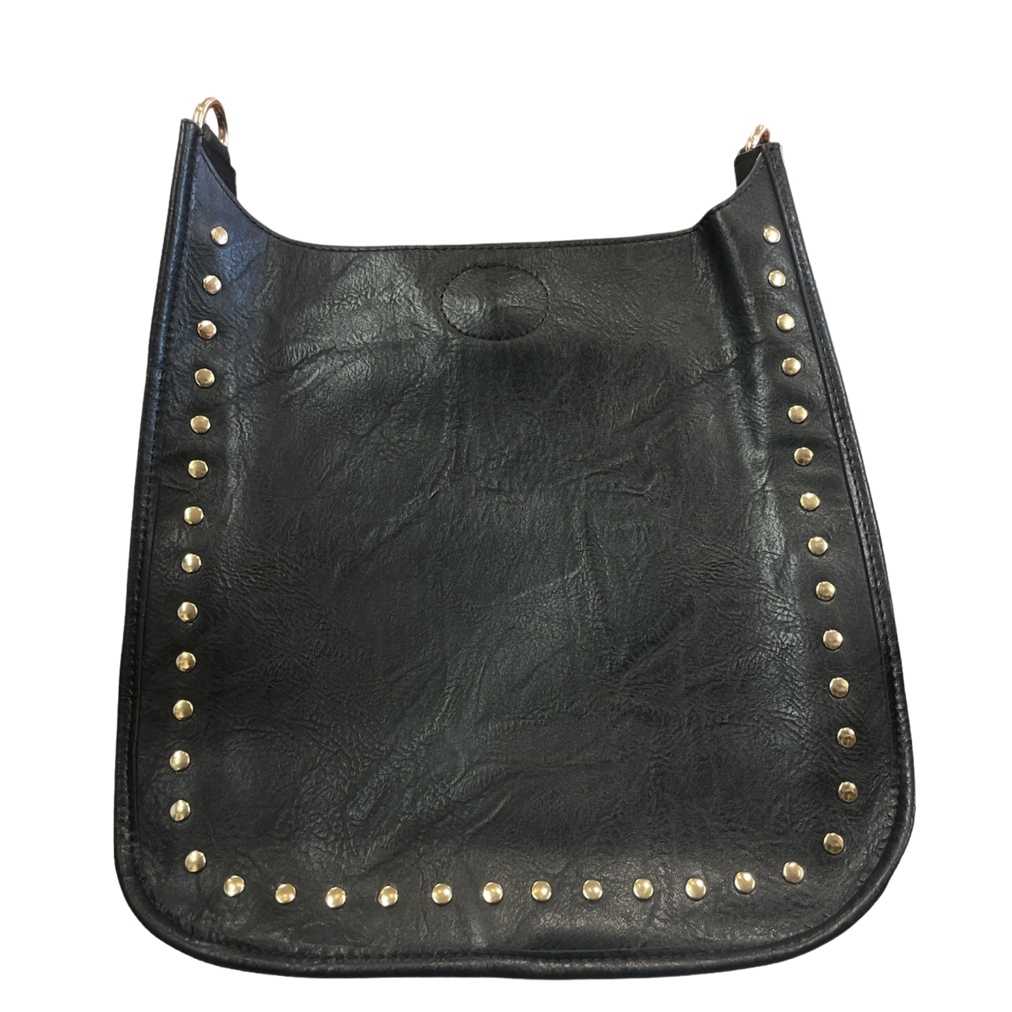 Ahdorned distressed classic vegan leather messanger w studs