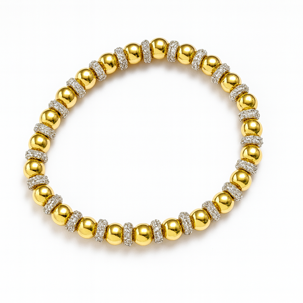 6 mm gold with silver baller spacers