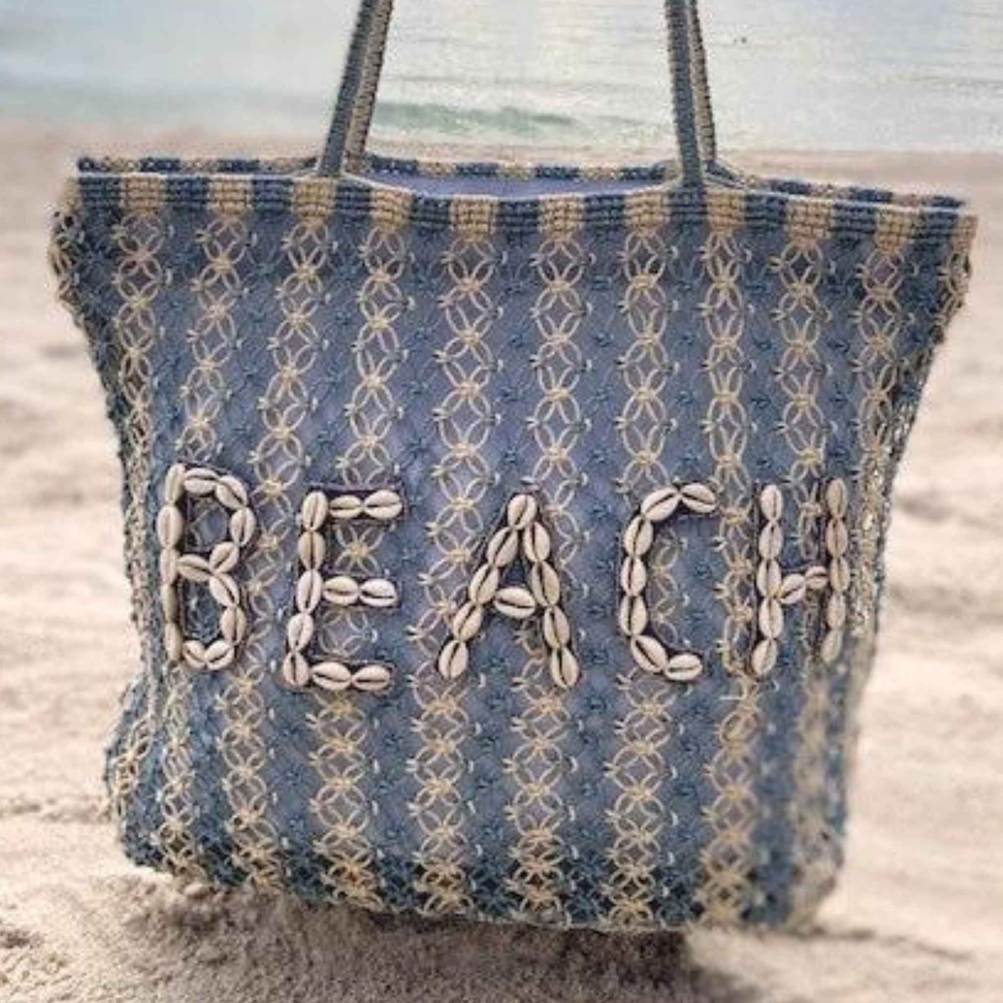 Beach Seashell Crochet Tote