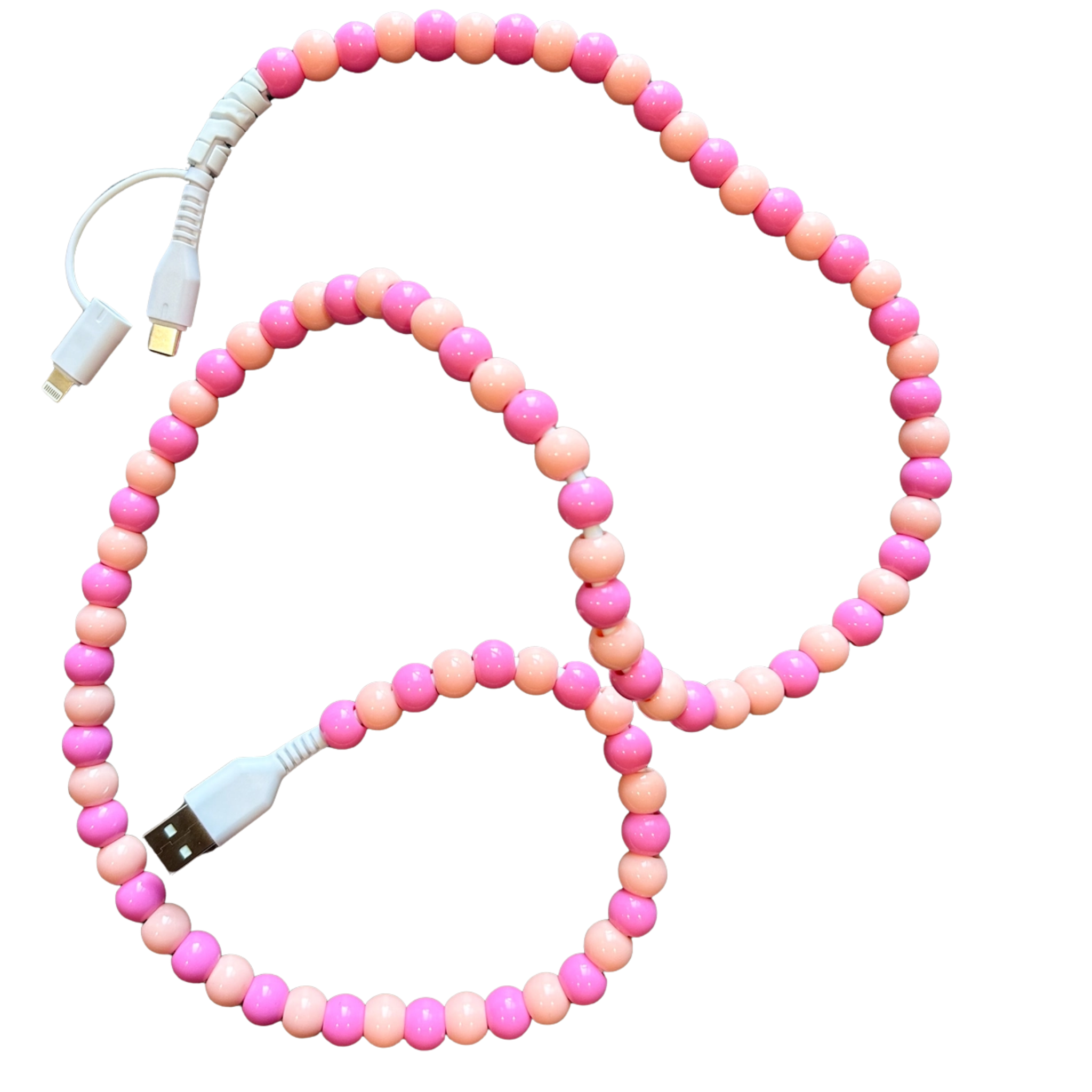 Beaded Phone Charger with Lightning & Usb-C Cable