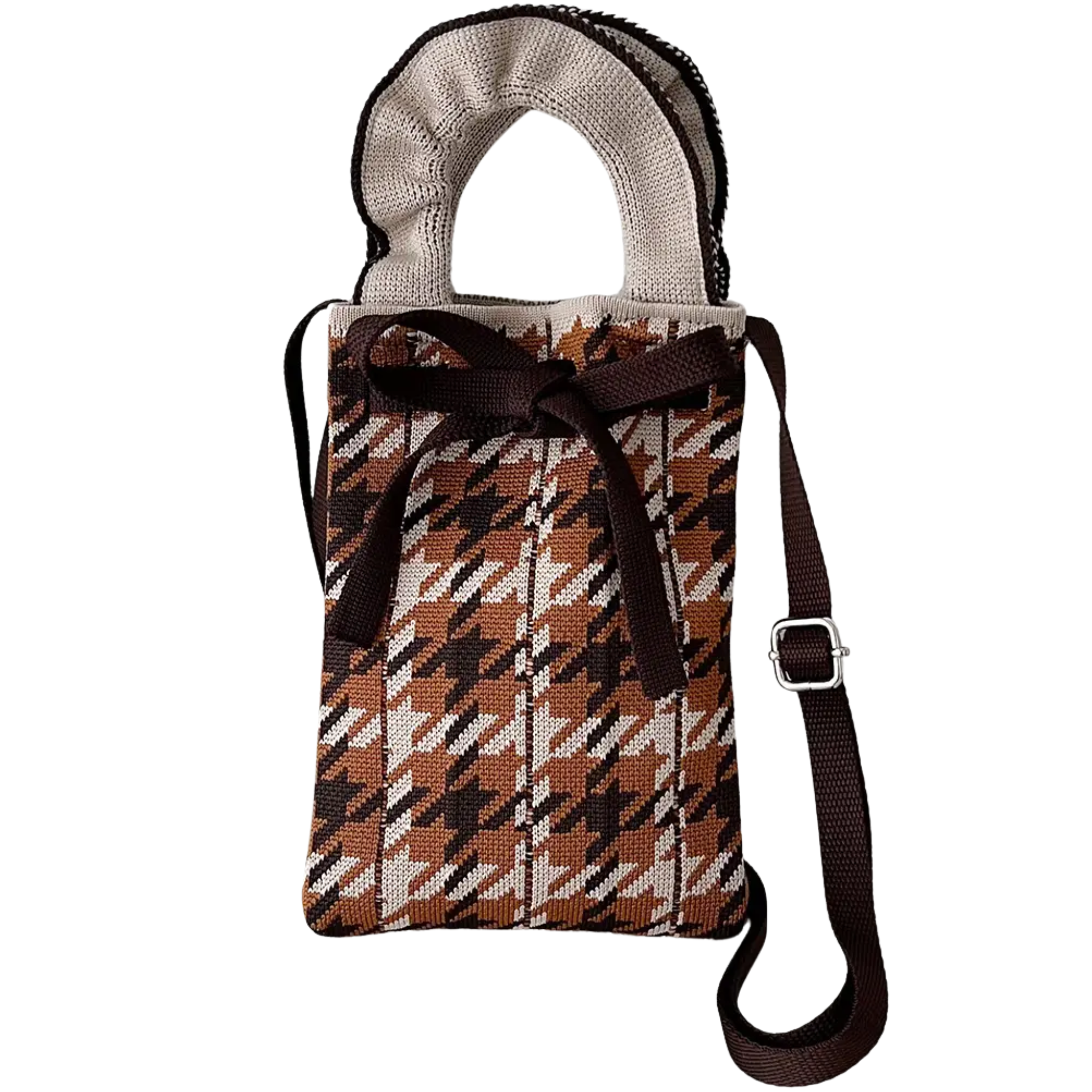 Stylish Patterned Handbag with Unique Handle Design