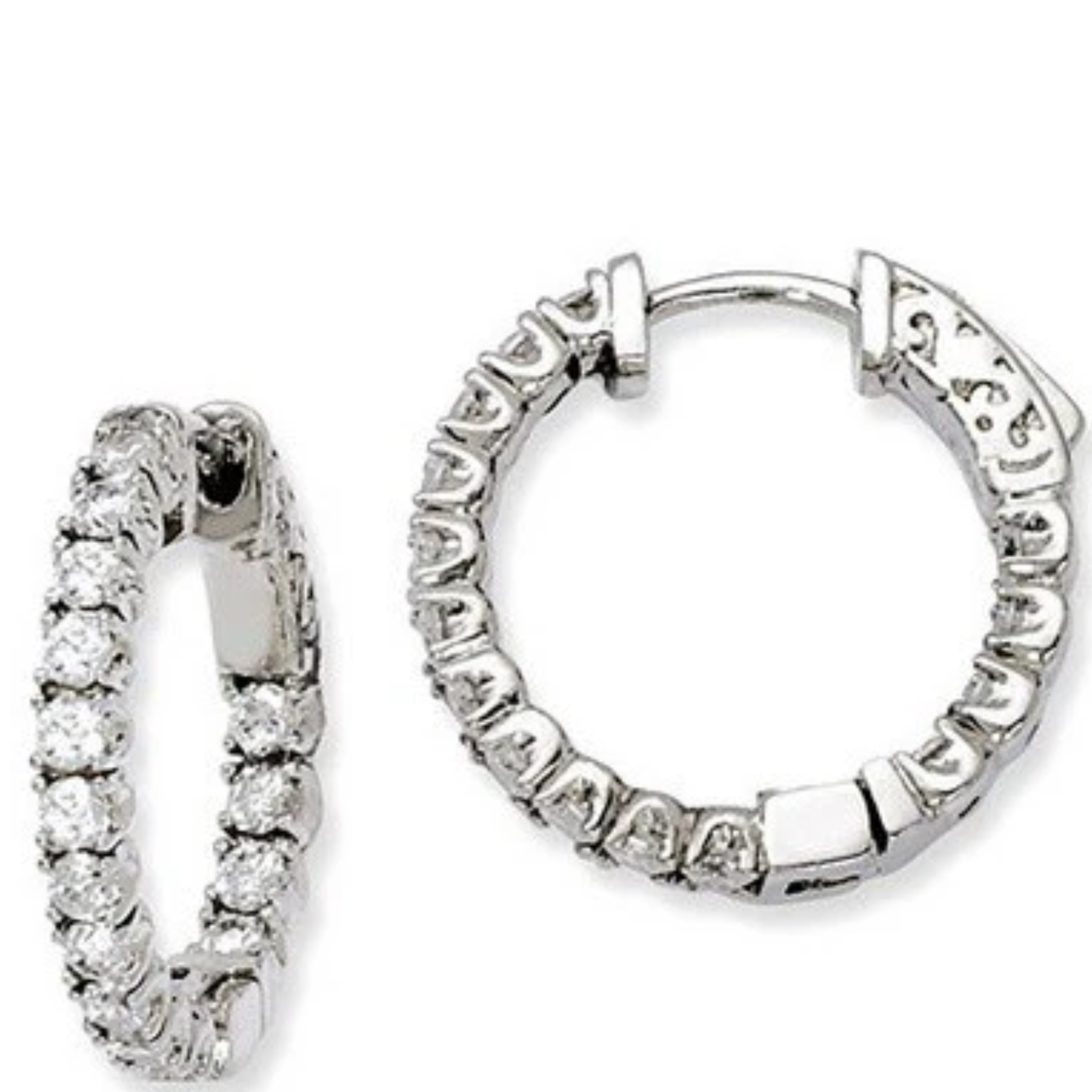 Handset Small CZ Hoop Earring 3MM