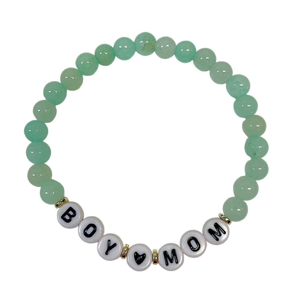 Boy / Girl Mom Gemstone Word Beaded Bracelets