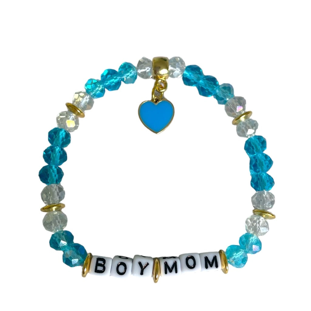 Boy Mom Crystal Beaded Bracelet