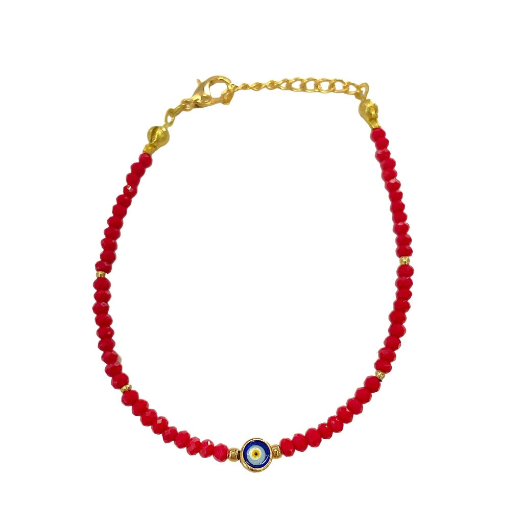 Beaded Red Evil Eye Bracelet