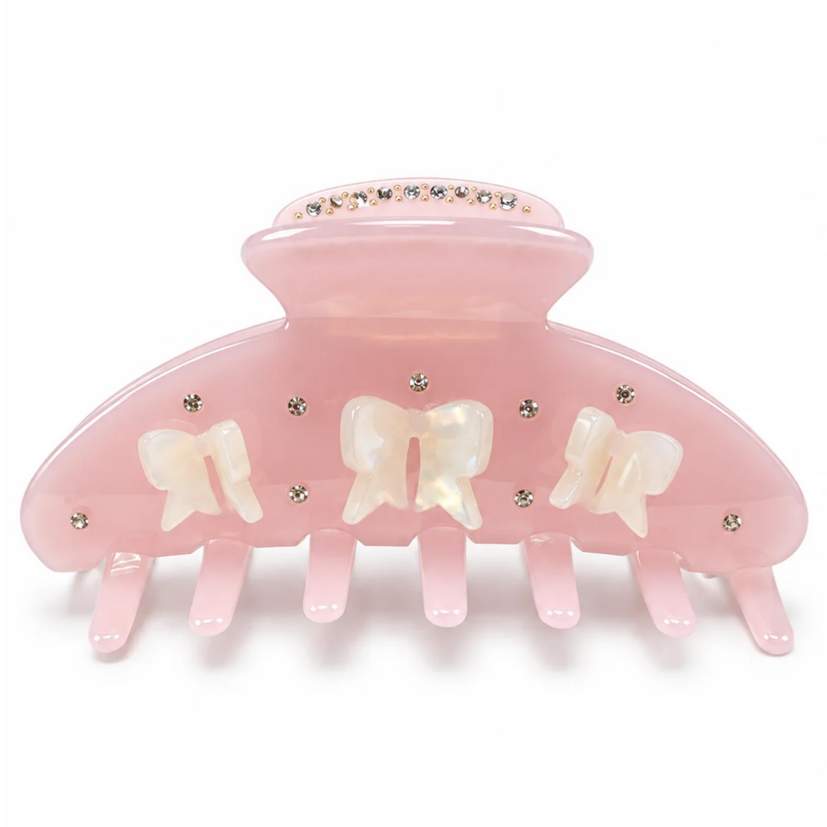 Pretty in Pink Bow & Rhinestone Hair Clip