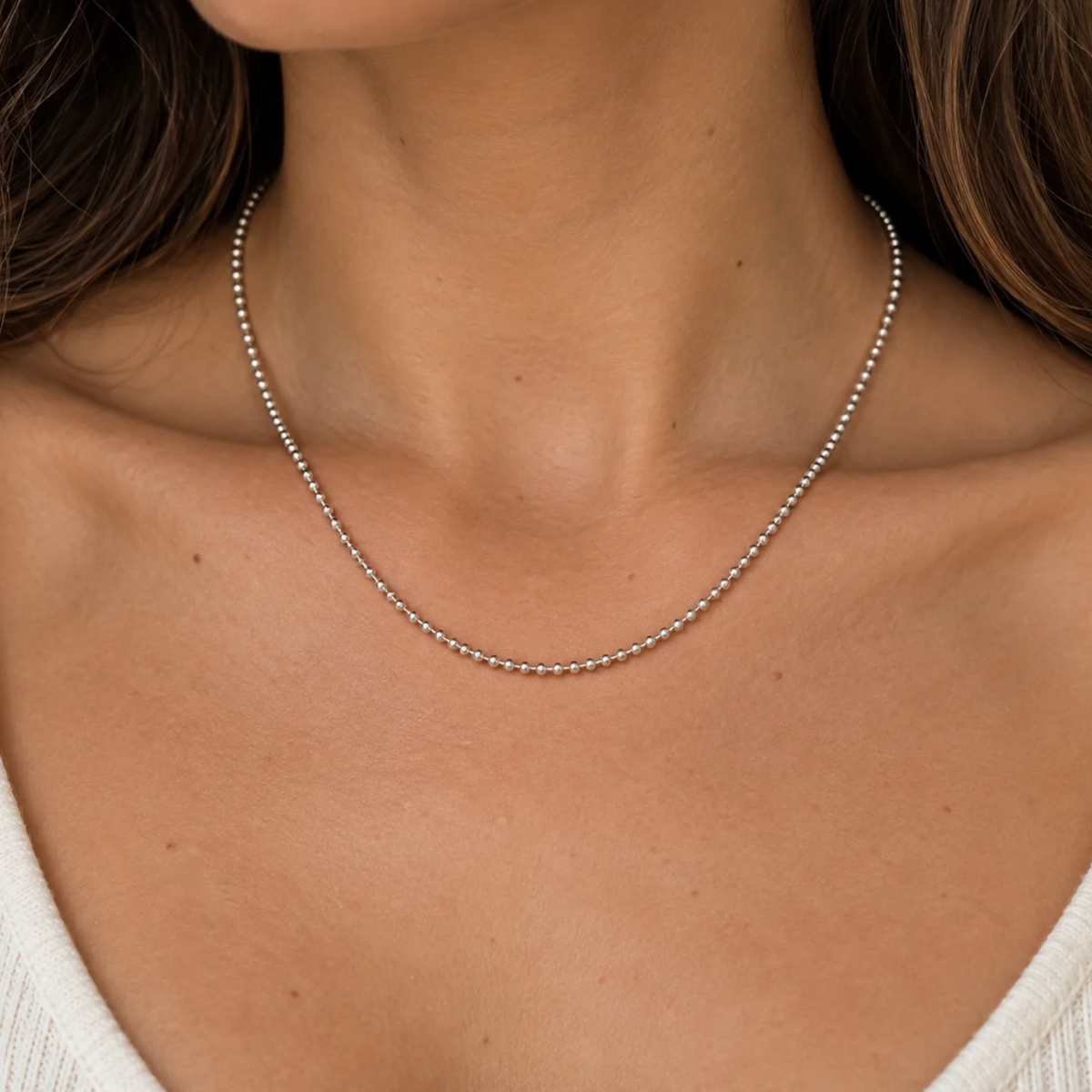 Delicate Sterling Silver Ball Chain Necklace