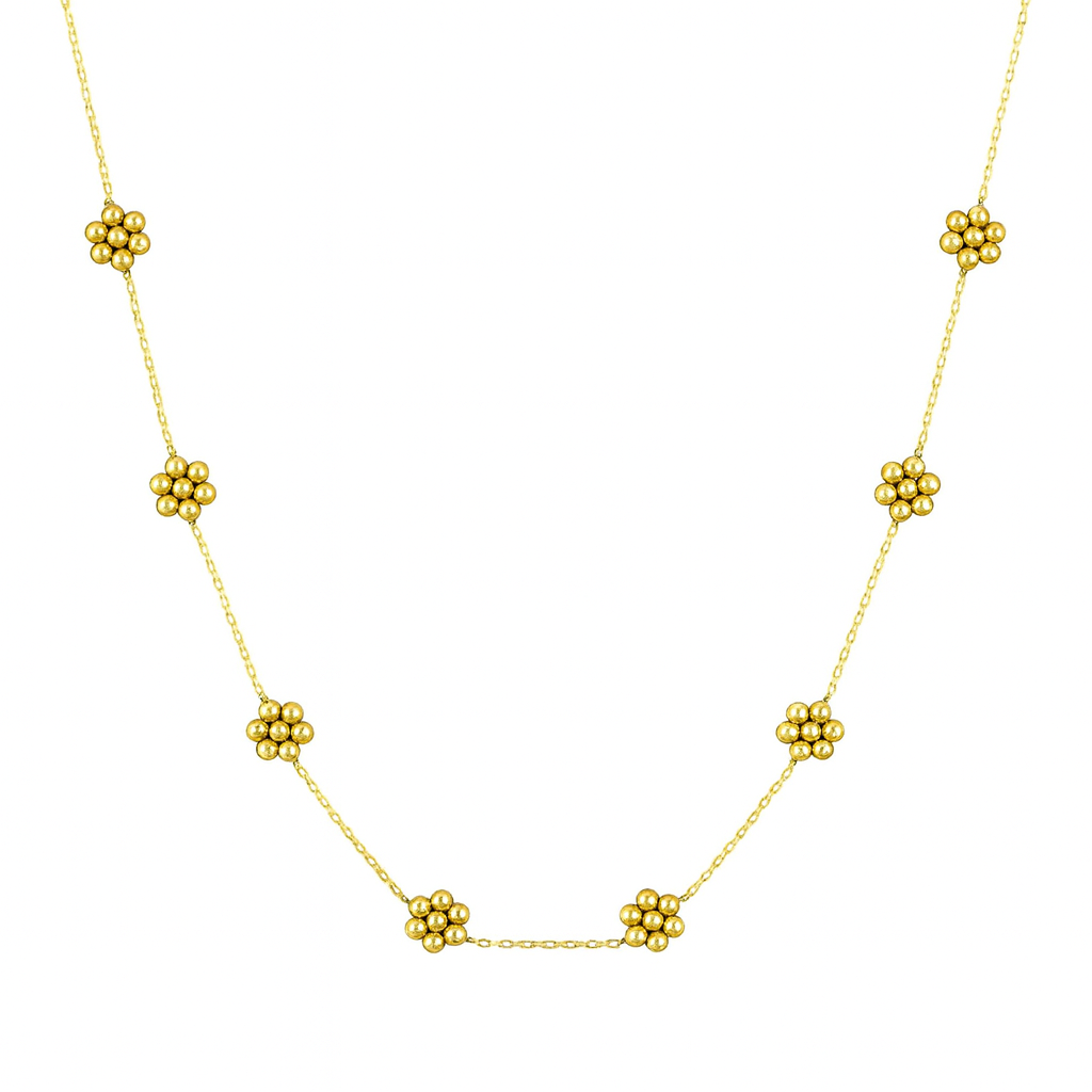 Dainty Golden Bead Flower Necklace