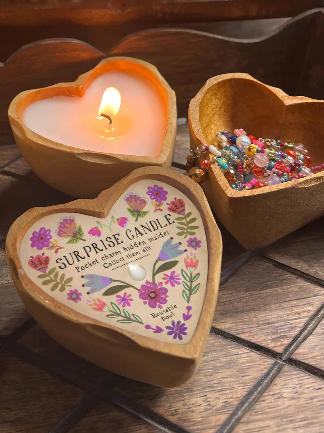 Natural Life Wooden Heart Surprise Candle - Thumbnail 4