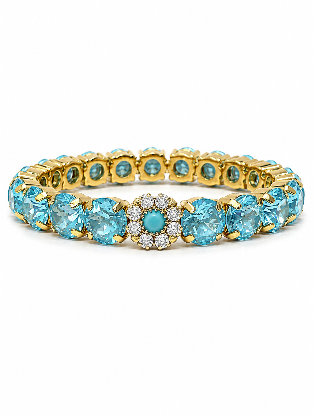 Duchess Crystal Stretch Bracelet featuring 8.55mm sparkling crystals on a flexible elastic band, crafted by private label brand.