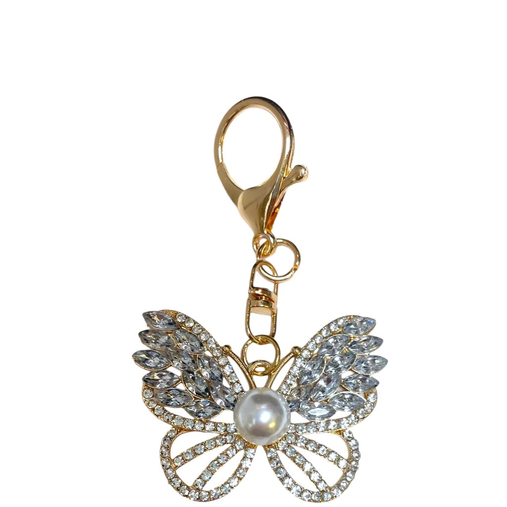 Butterfly Crystal & Pearl Keychain / Bag Charm
