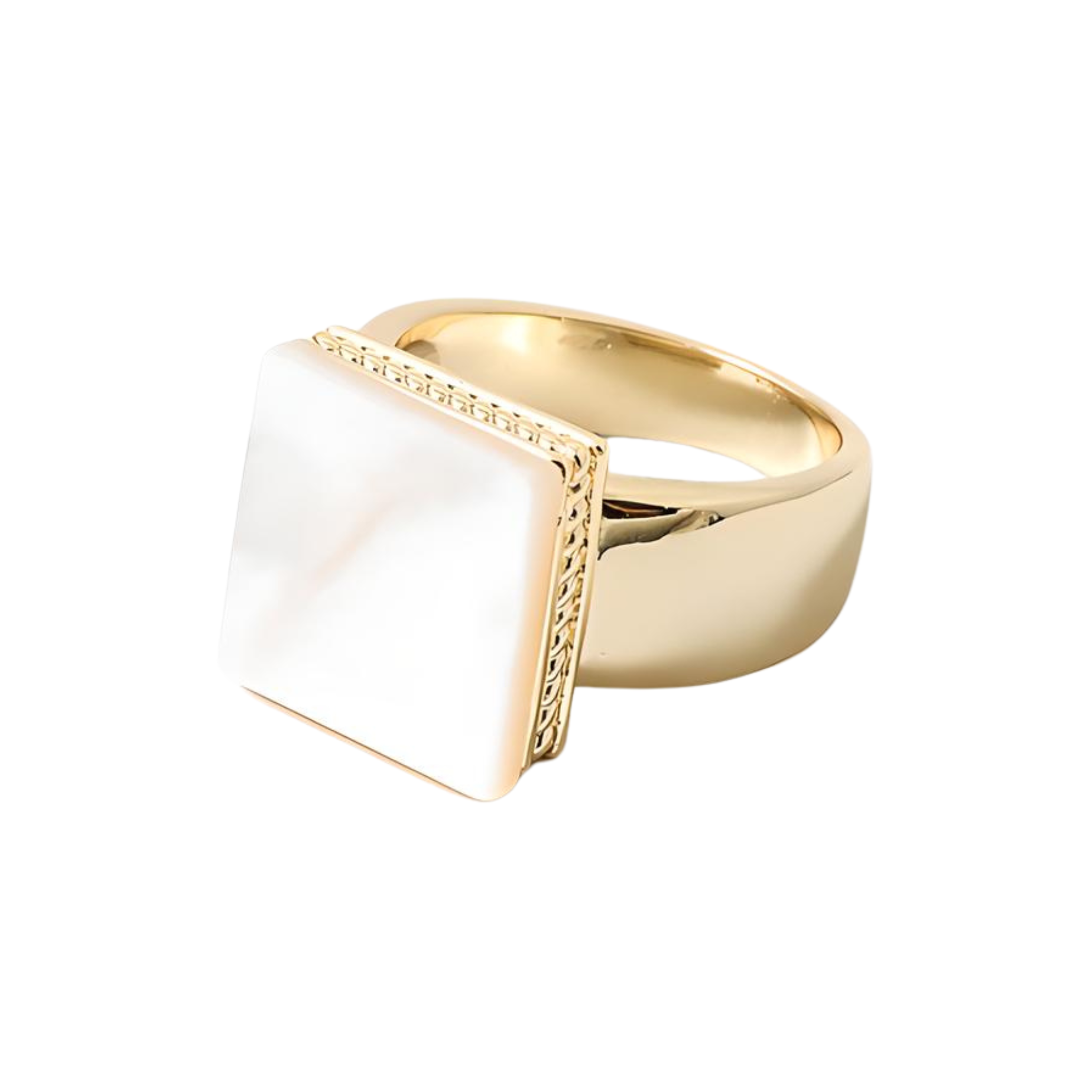 Mother of Pearl Square Statement Chunky Ring