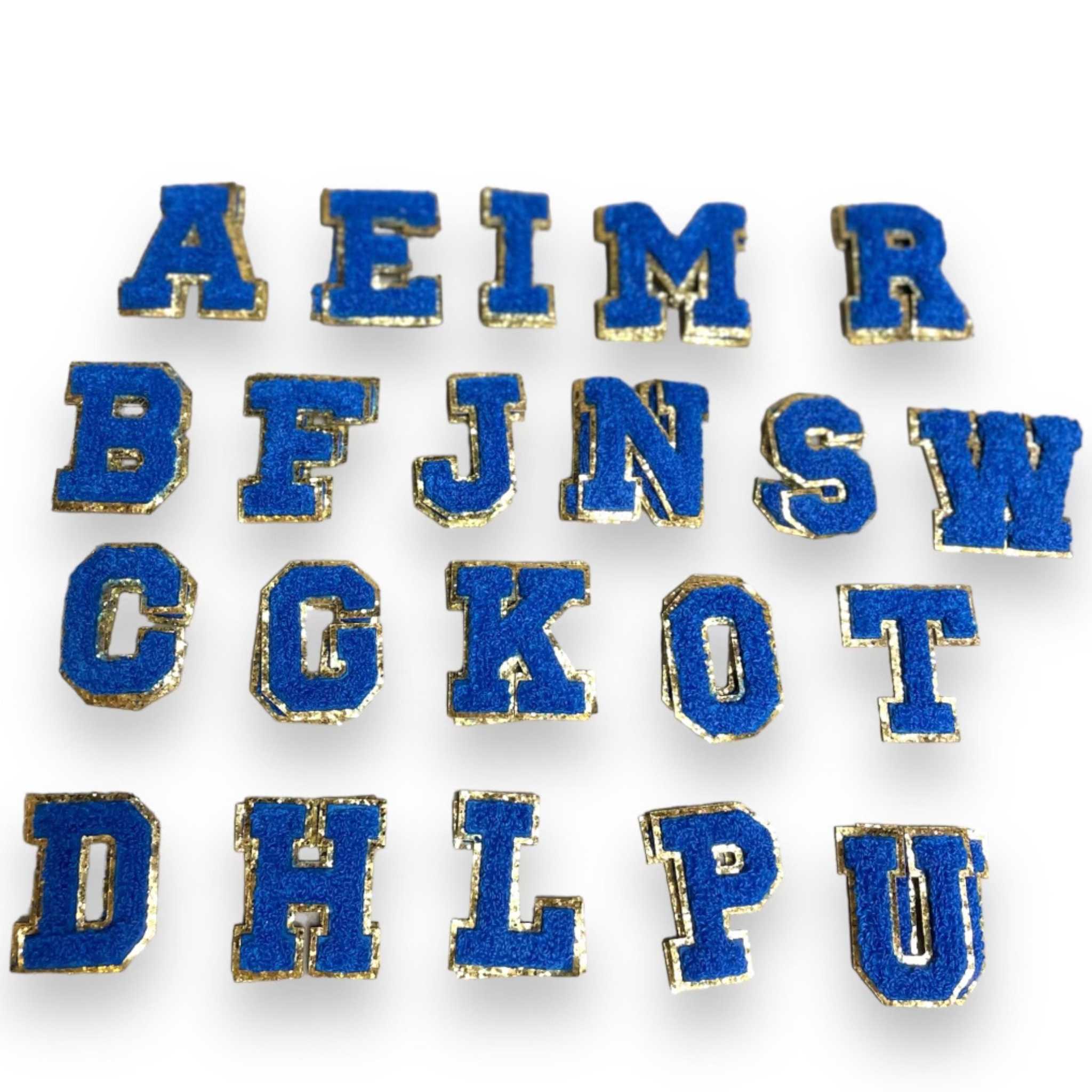 Royal Blue Varsity Glitter Initial Sticker Patches