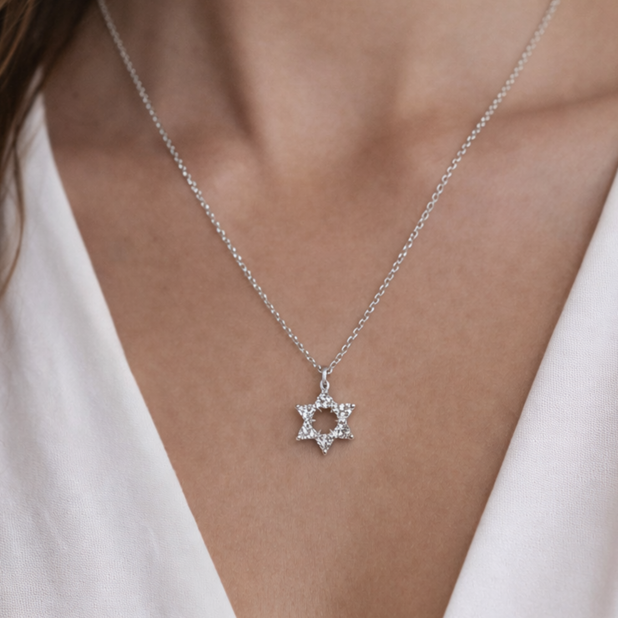 Baby Star Of David necklace featuring a delicate design on a fine chain, perfect for infants and toddlers.