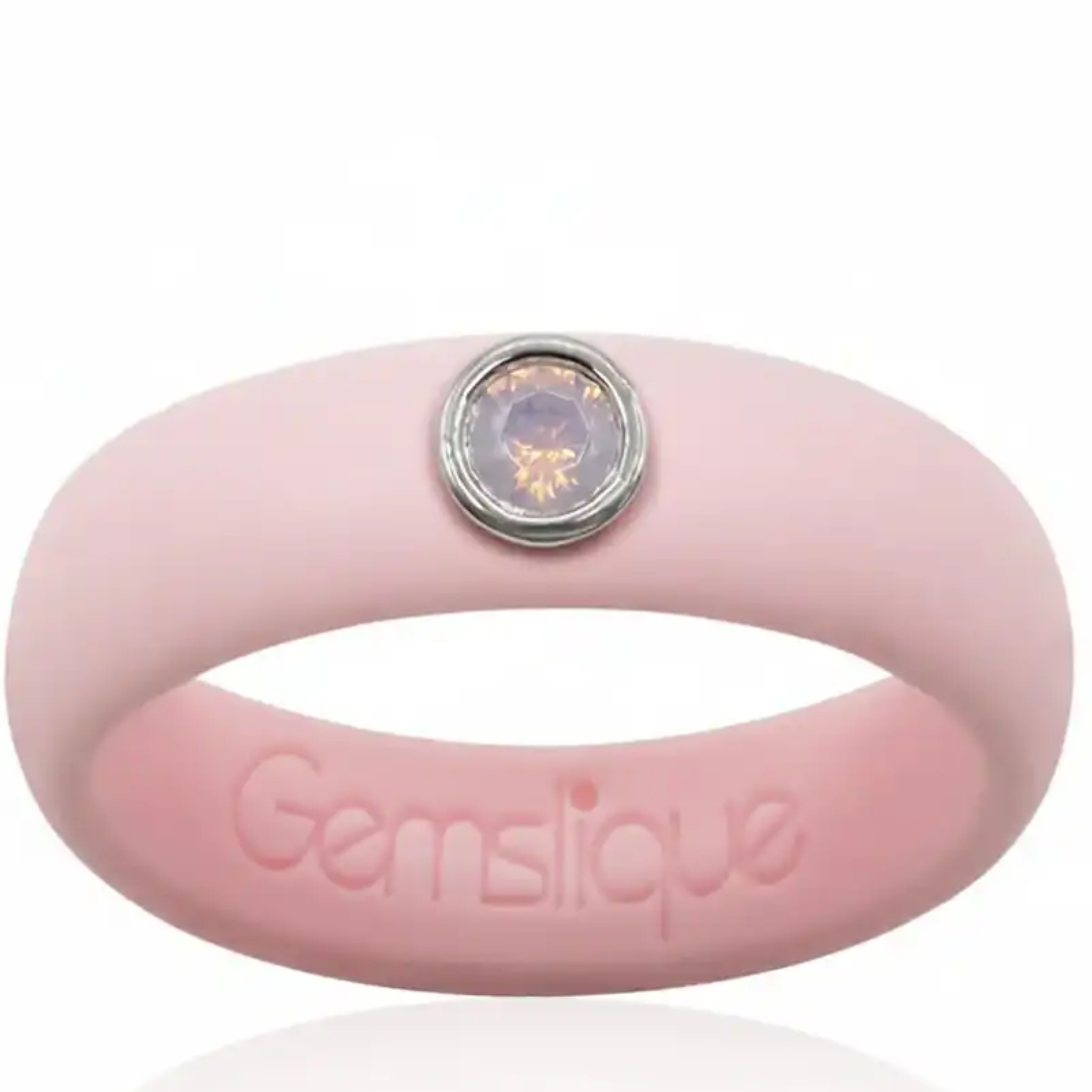Pink Opal Cubic Zirconia Silicone Ring