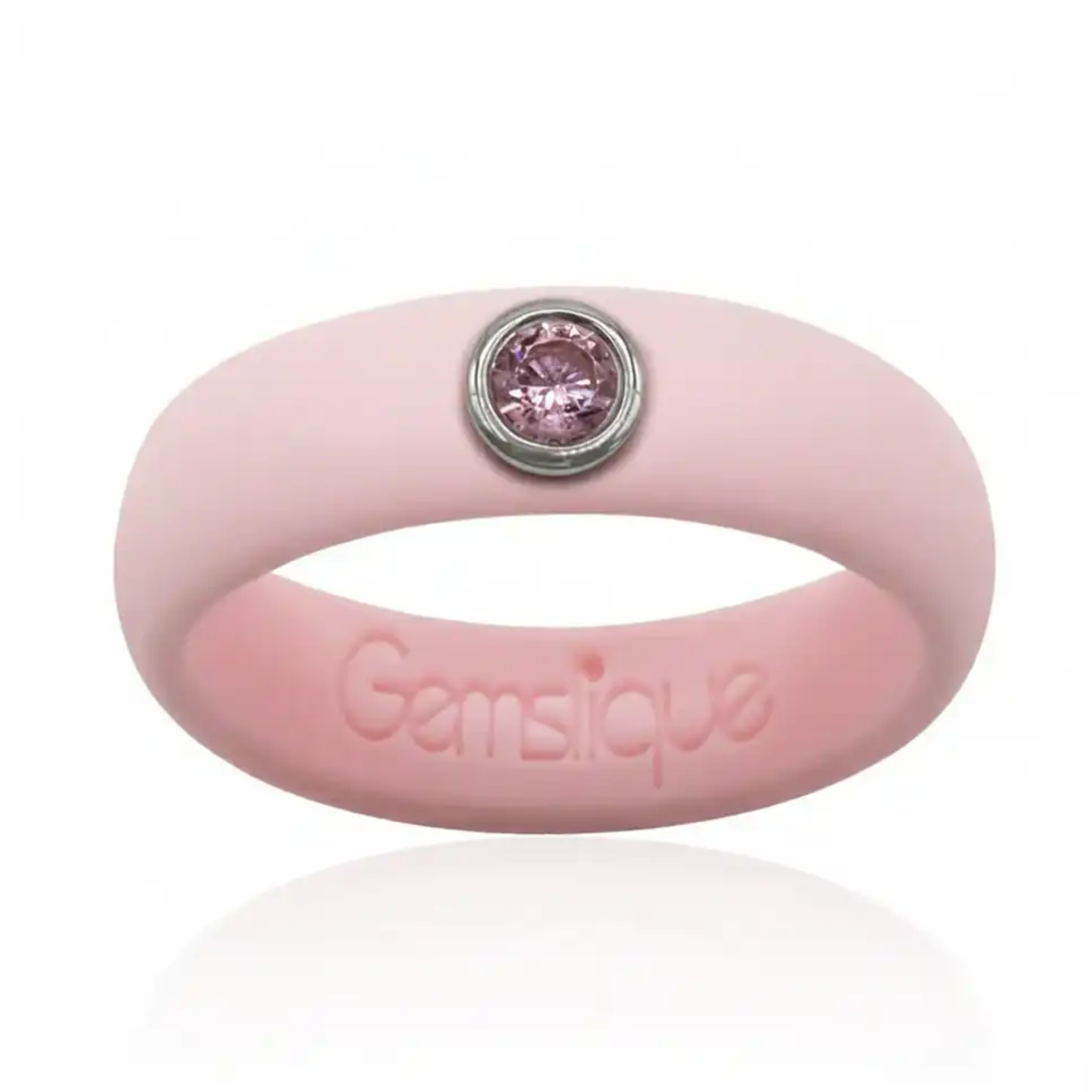 Pink Cubic Zirconia Silicone Ring