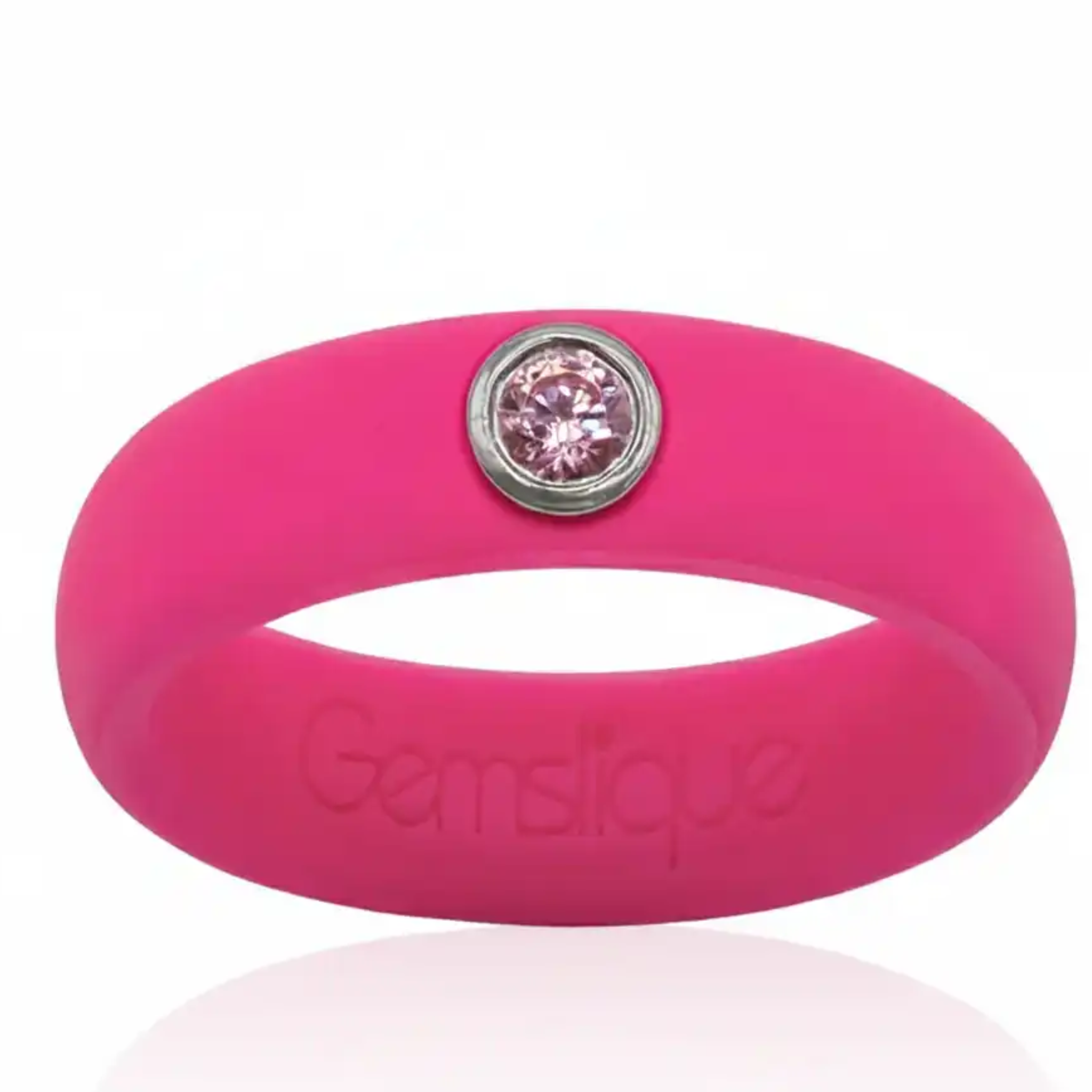 Pink Cubic Zirconia Silicone Ring