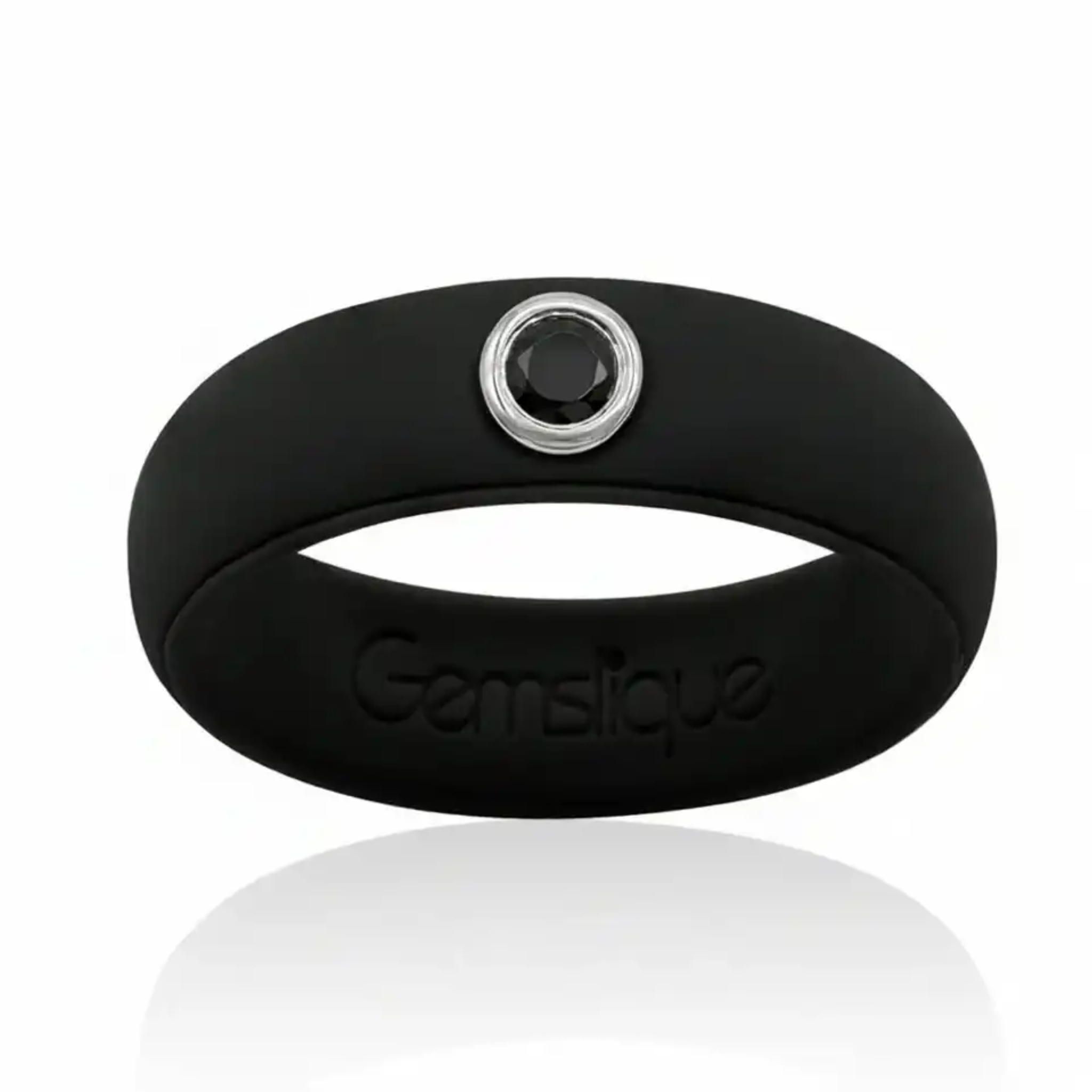 Black Cubic Zirconia Silicone Ring