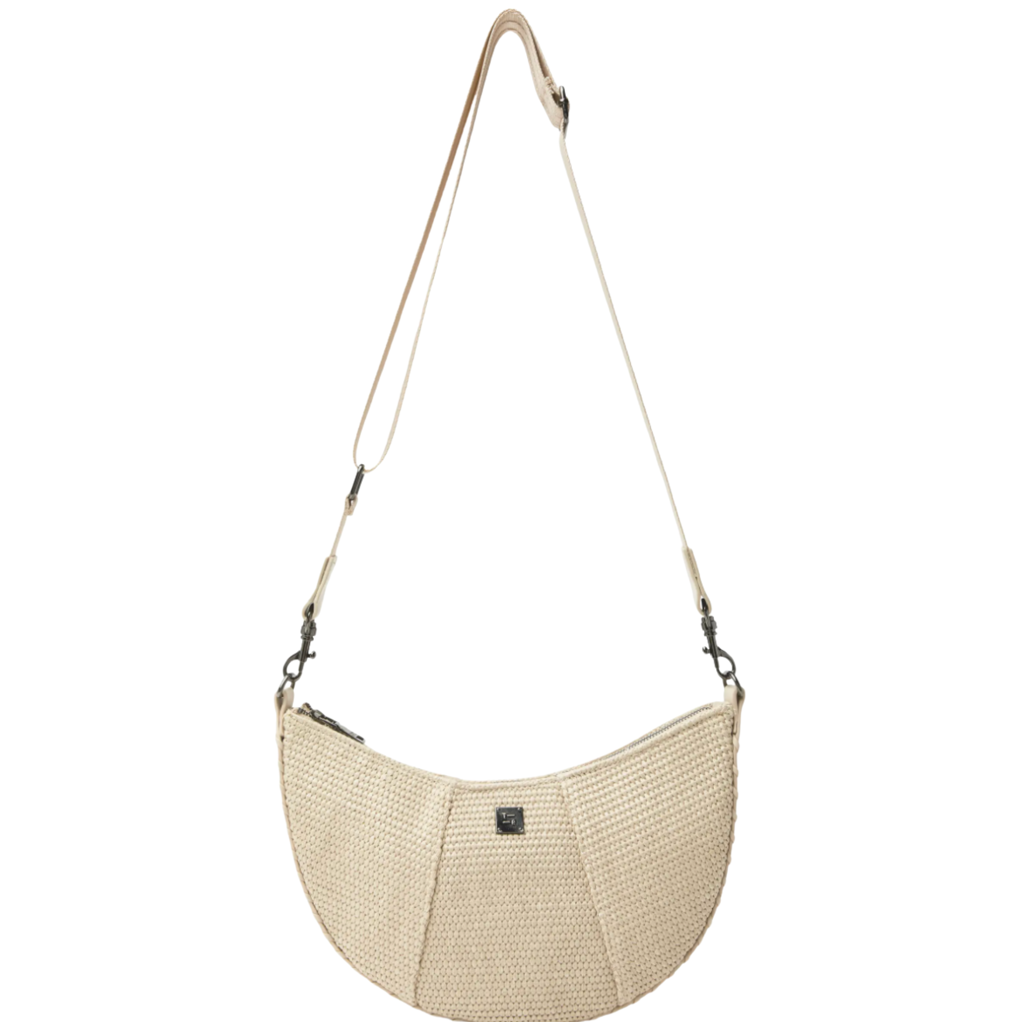 Think Royln Flirt Raffia Shoulder Bag in natural fibers with a stylish design and comfortable strap displayed on a neutral background.