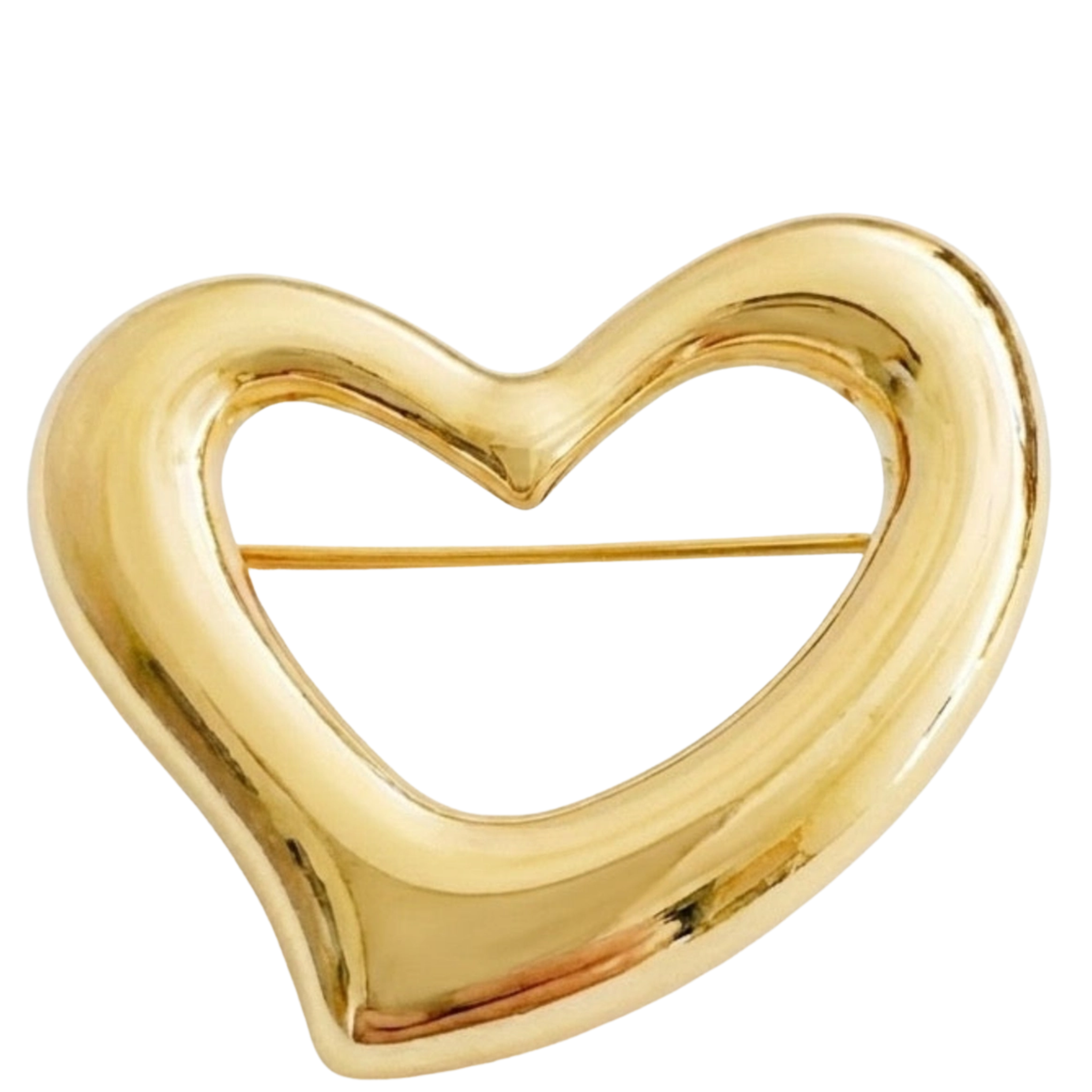 Golden Flow Heart Brooch Pin