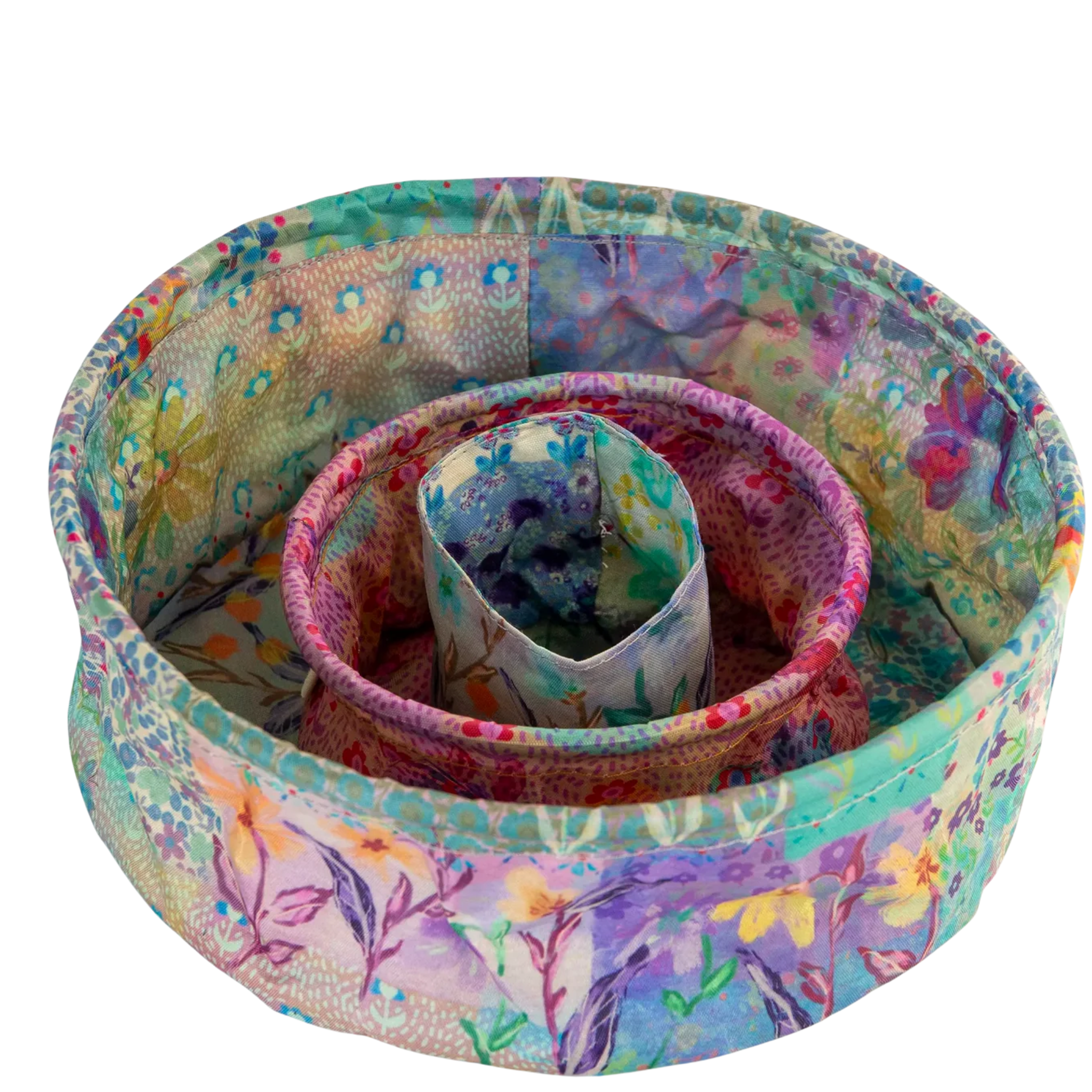 Set of 3 Natural Life mini collapsible storage bins in various colors, showcasing their compact and versatile design.