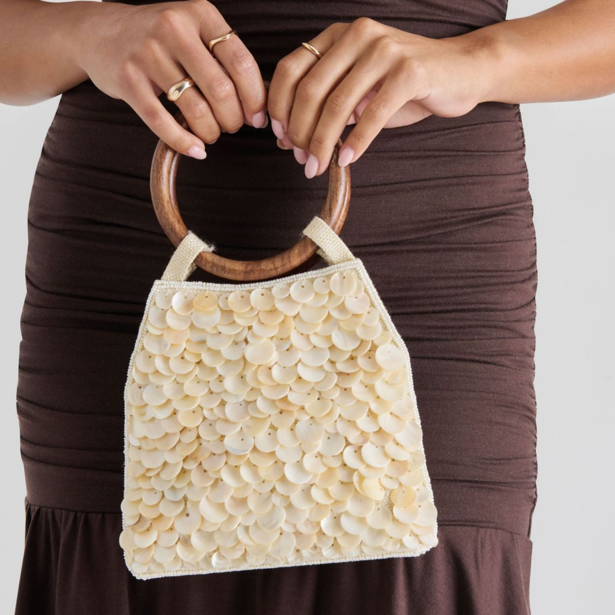 Allegra Handbag Natural Sequin