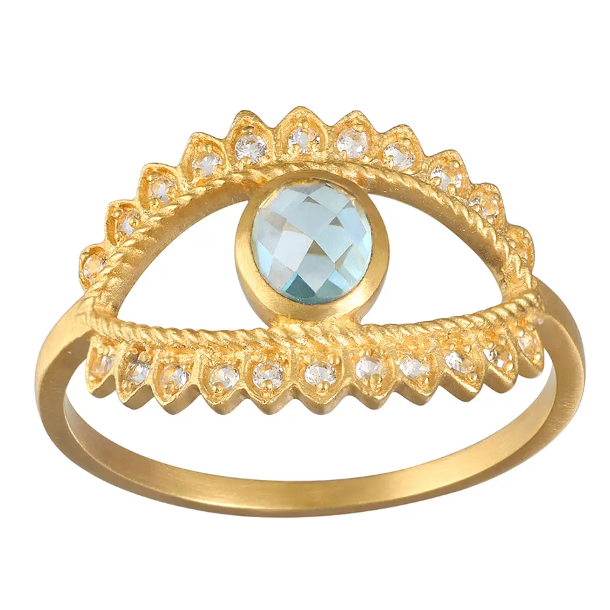 Fancy Blue Topaz Eye Ring